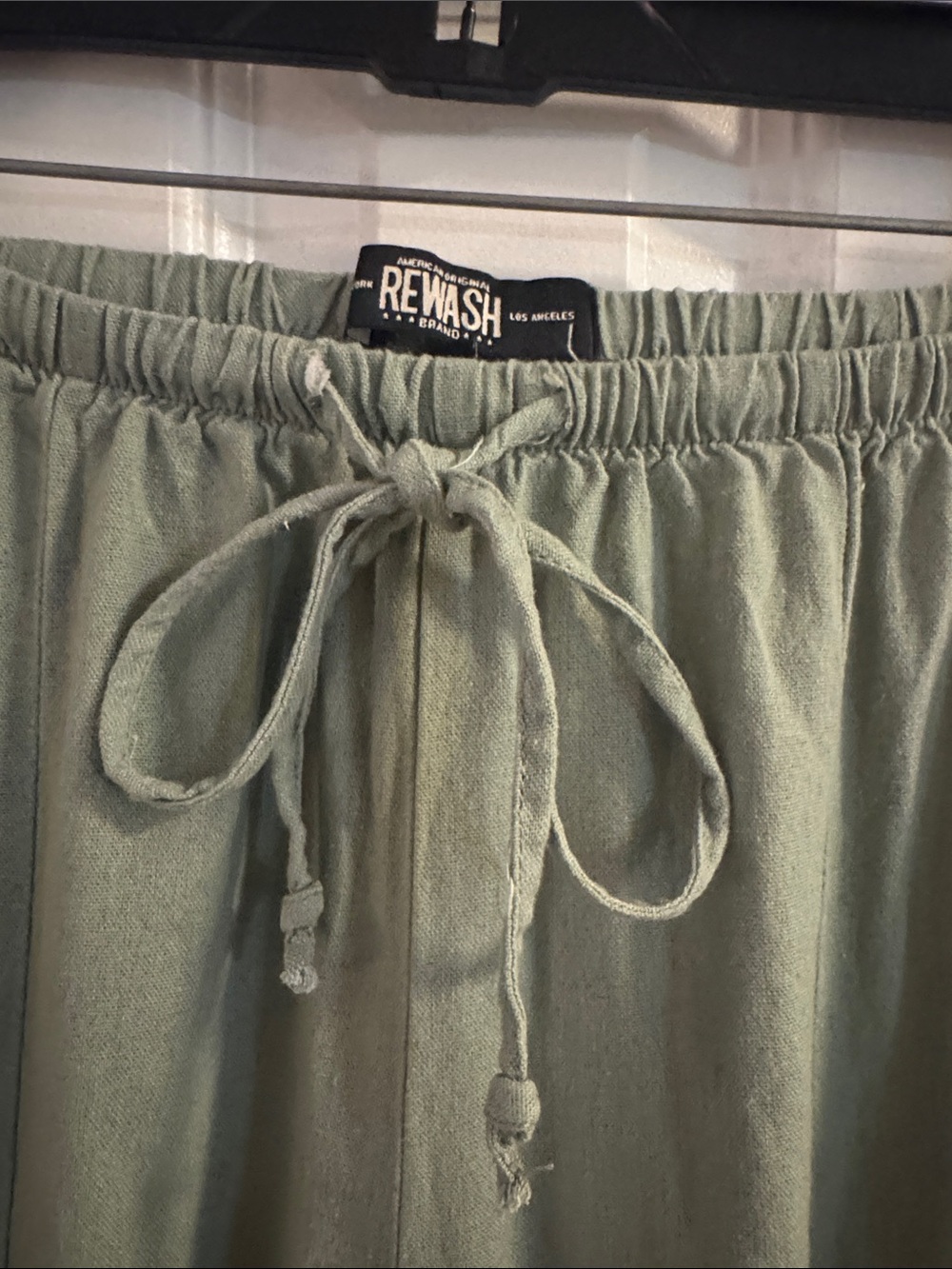 Light Sage Green Tiered Drawstring Pants - Picture 2 of 7
